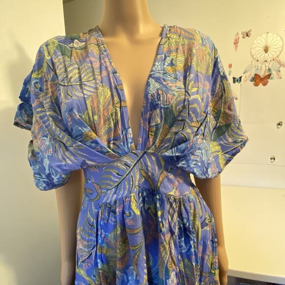 NWT Olivaceous MaxiDress S Kimono Sleeve Front Slits Beachy Coastal Coverup Boho - Picture 6 of 12